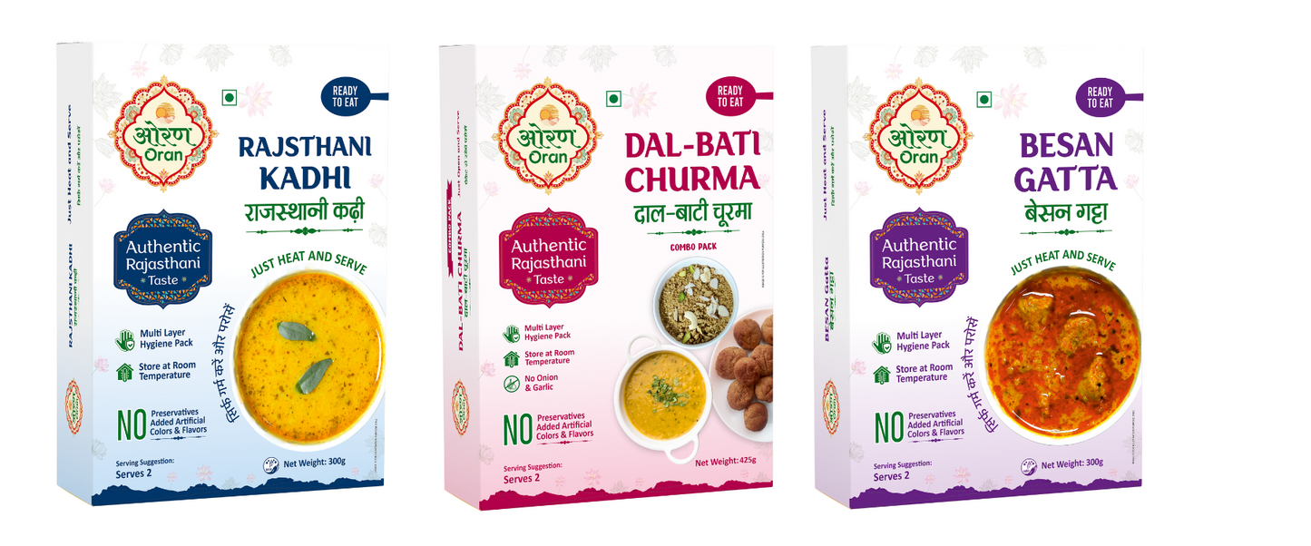 Dal, Bati Churma(Combo), Rajasthani Kadhi &Besan Gatta
